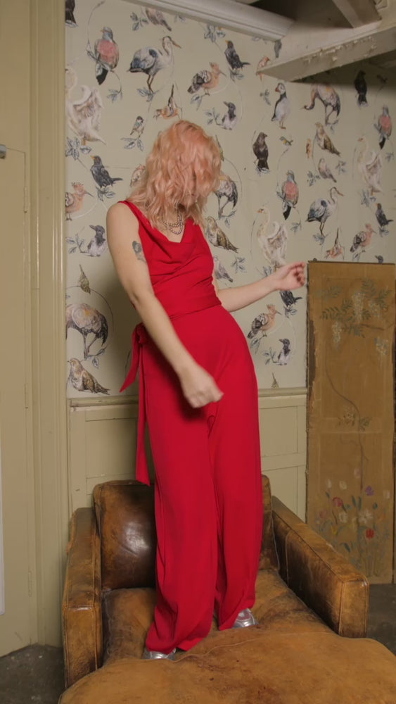 
                  
                    Load and play video in Gallery viewer, Lora Jumpsuit - Red
                  
                