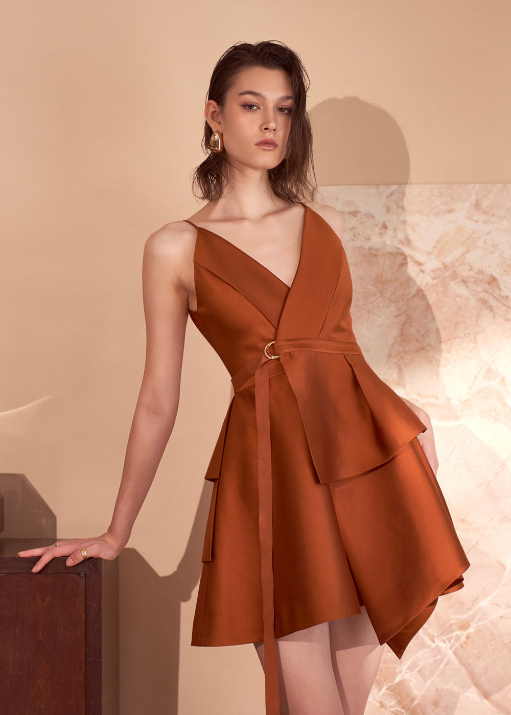 copper brown color dress KATE COPPER DRESS — AUKA STUDIO main image 0