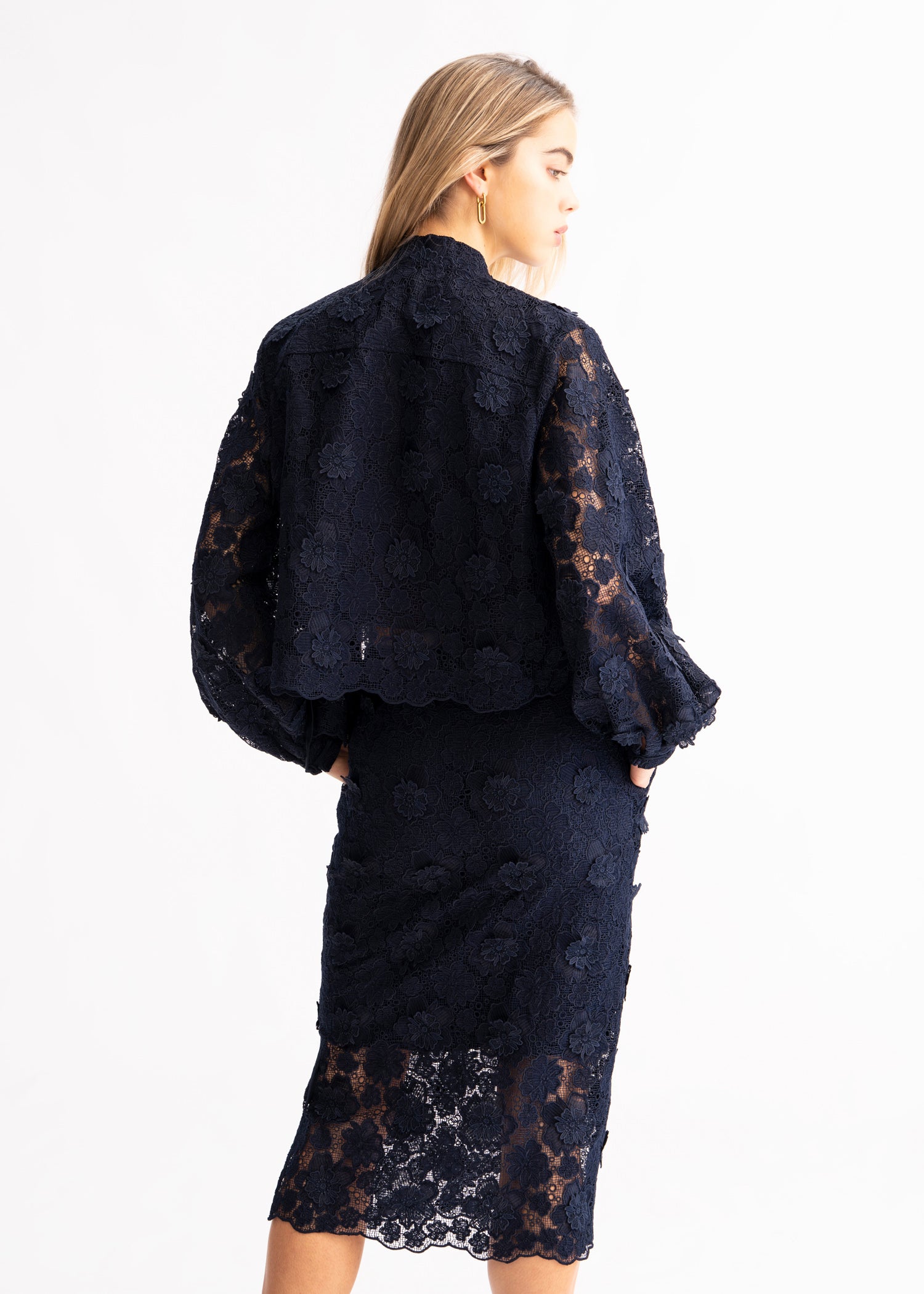 Zhi Jacket- Navy Lace