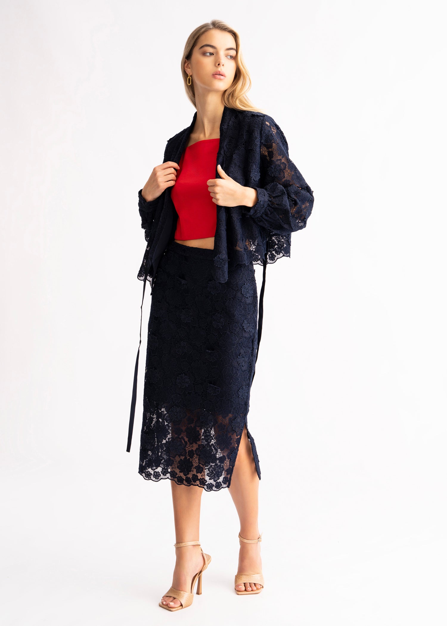 Zhi Jacket- Navy Lace