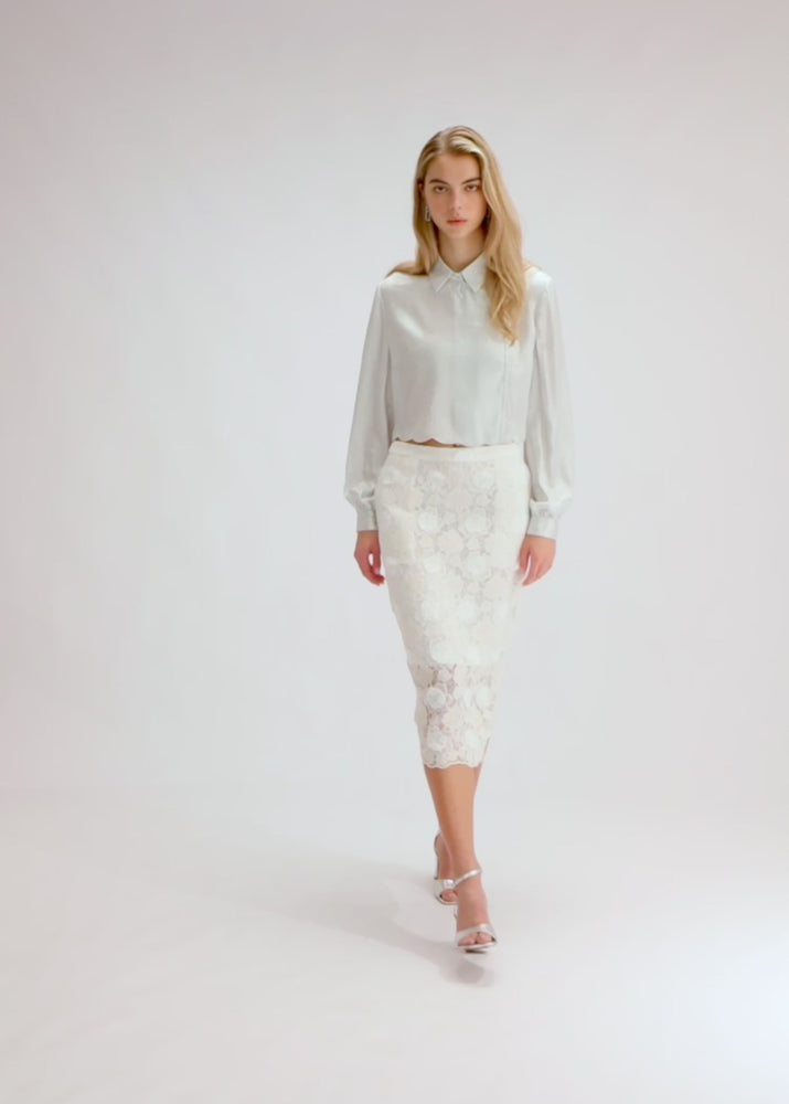 
                  
                    Load and play video in Gallery viewer, Yan Skirt- Off White Lace
                  
                