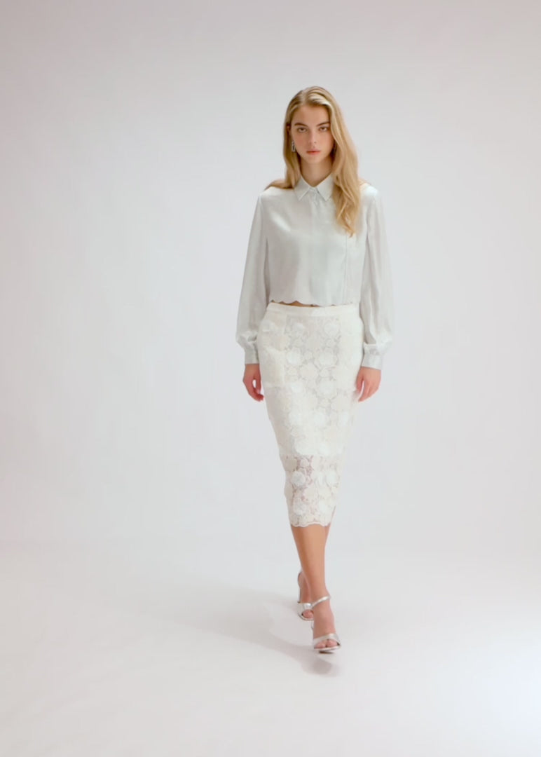 
                  
                    Load and play video in Gallery viewer, Yan Skirt- Off White Lace
                  
                