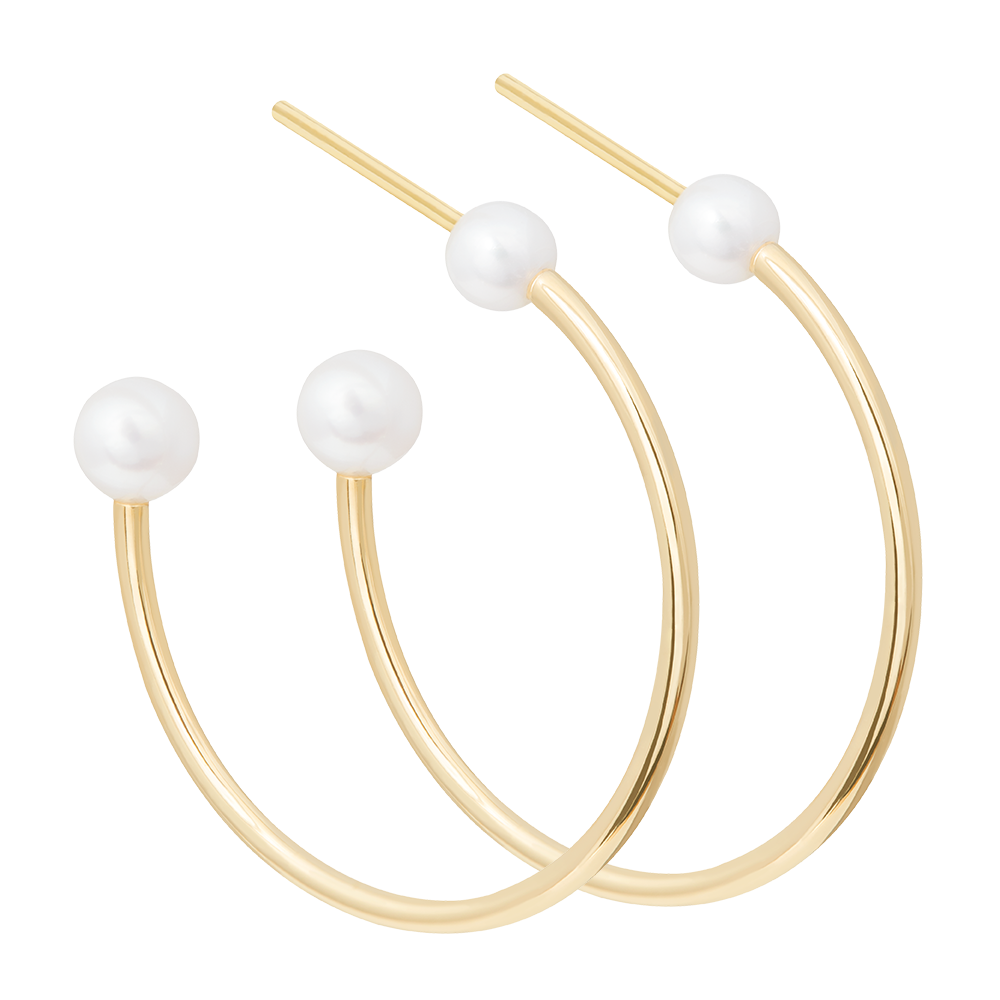 Astrid & Miyu - Pearl Large Hoop Earrings