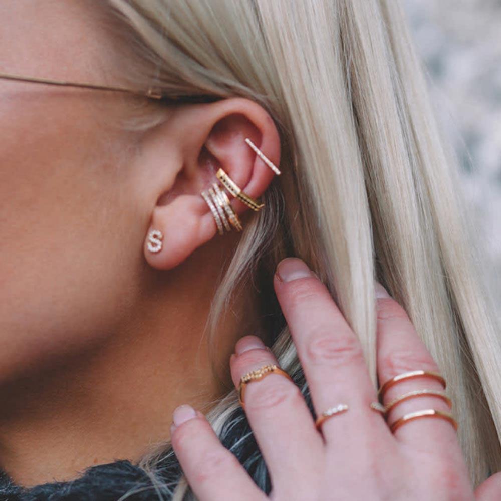 
                  
                    Astrid & Miyu - Wishbone Ear Cuff - Gold with white stones
                  
                